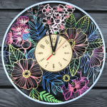 Wooden wall clock with UV printing "Summer Flowers" - image-0